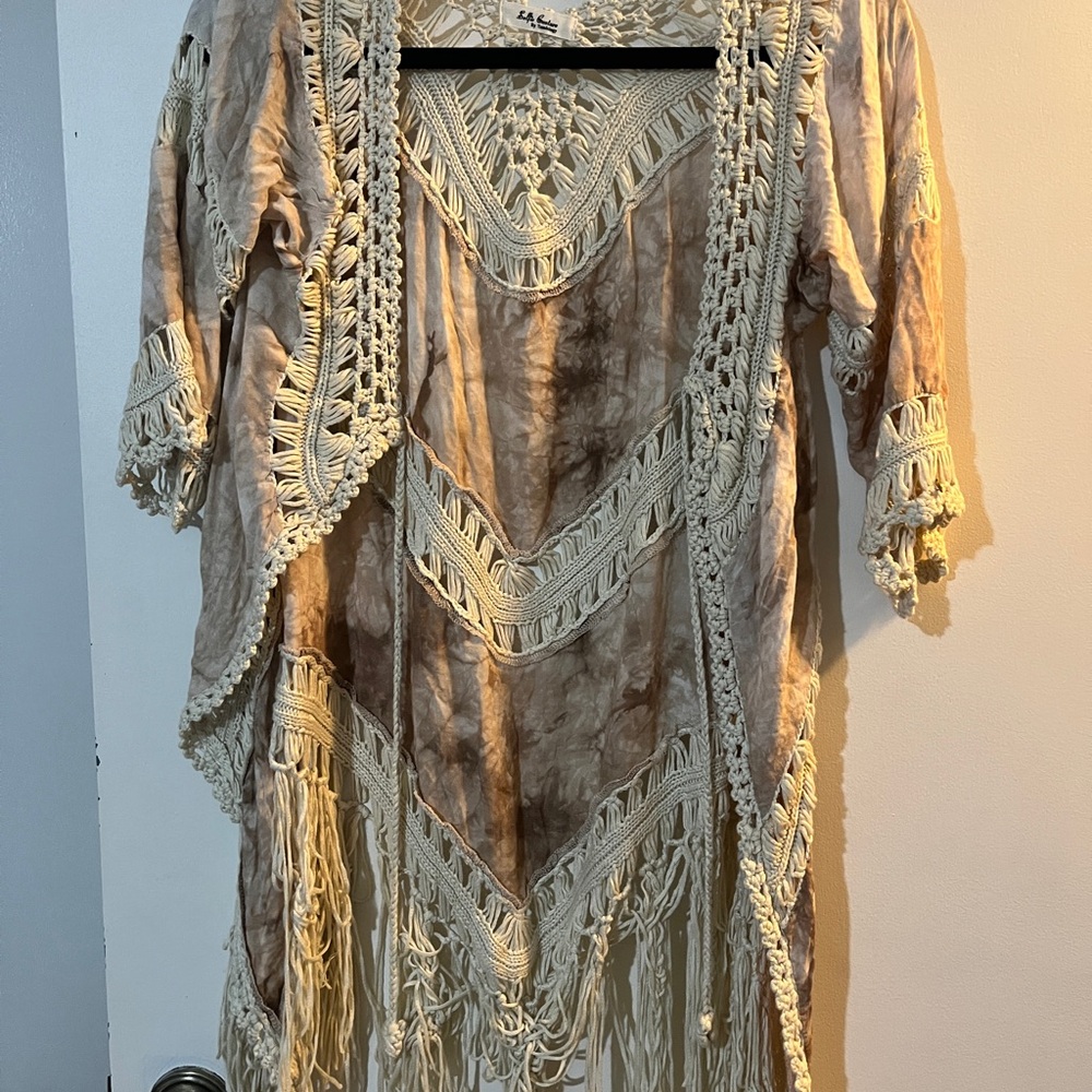 Bohemian Crochet Fringe Kimono